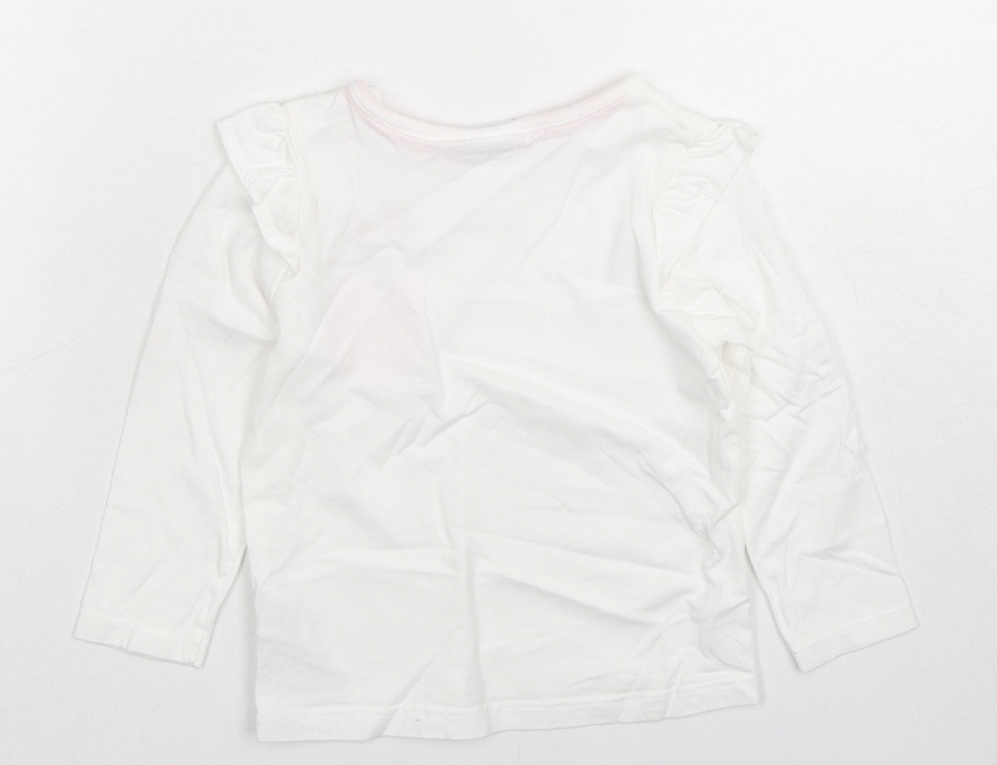 Disney Girls White Cotton Basic T-Shirt Size 12-18 Months Round Neck Pullover - Minnie Mouse