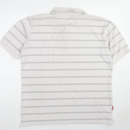 Slazenger Mens Ivory Striped Cotton Polo Size 2XL Collared Pullover