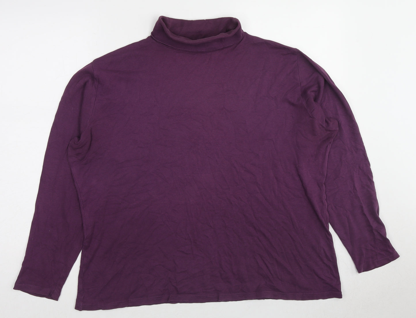 EWM Womens Purple Cotton Basic T-Shirt Size 22 Roll Neck - Size 22-24