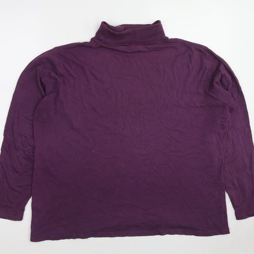 EWM Womens Purple Cotton Basic T-Shirt Size 22 Roll Neck - Size 22-24