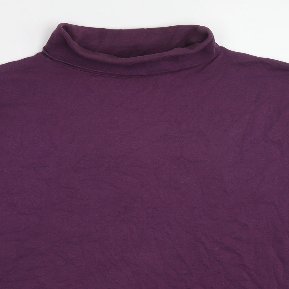 EWM Womens Purple Cotton Basic T-Shirt Size 22 Roll Neck - Size 22-24