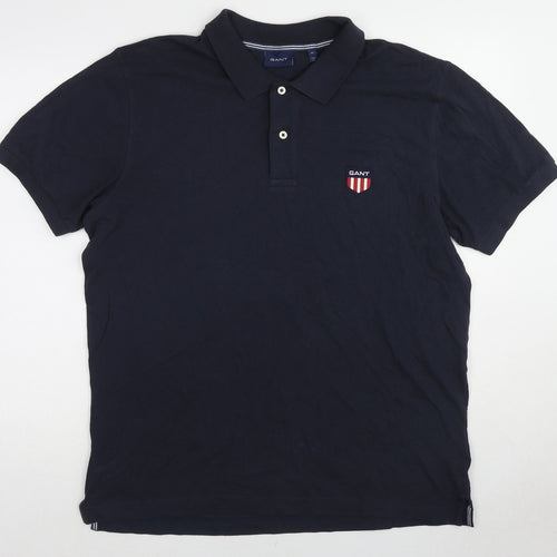 GANT Mens Blue Cotton Polo Size XL Collared Button