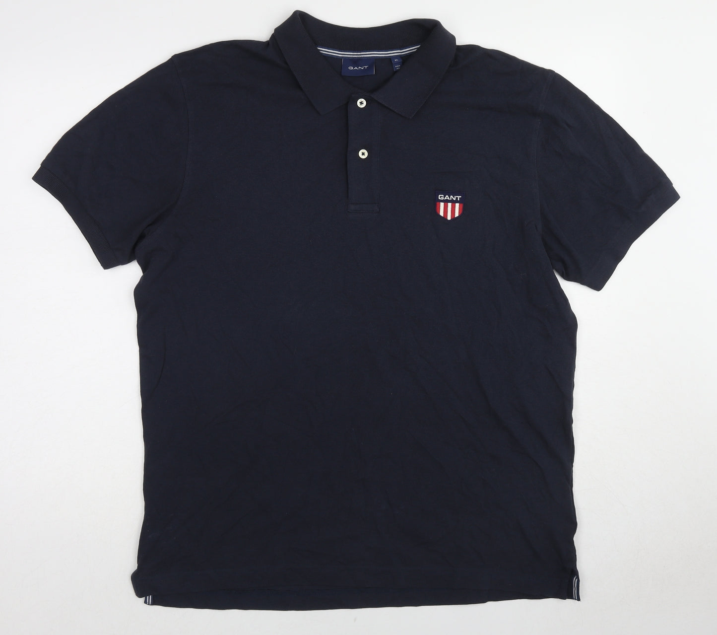 GANT Mens Blue Cotton Polo Size XL Collared Button
