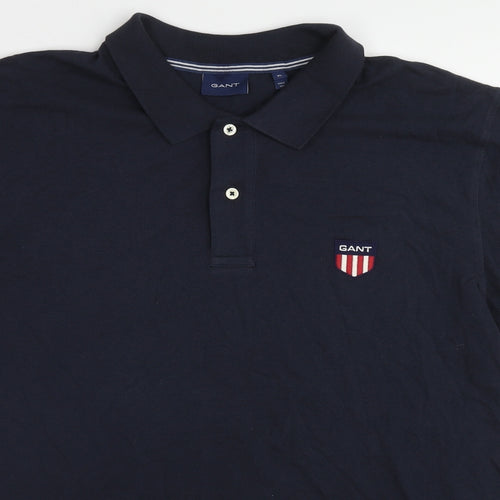 GANT Mens Blue Cotton Polo Size XL Collared Button