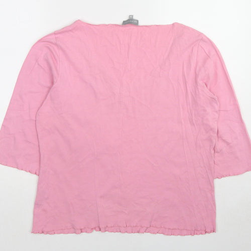 Per Una Womens Pink Cotton Basic T-Shirt Size 18 V-Neck