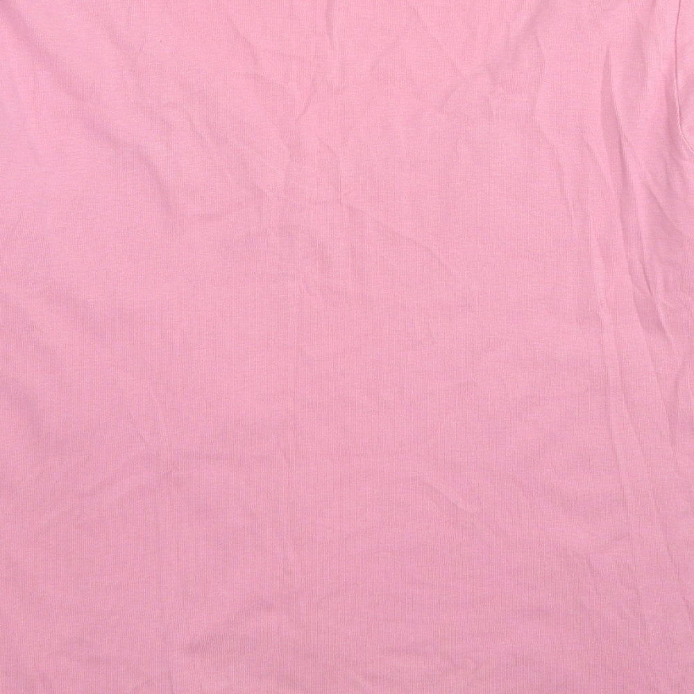 Per Una Womens Pink Cotton Basic T-Shirt Size 18 V-Neck
