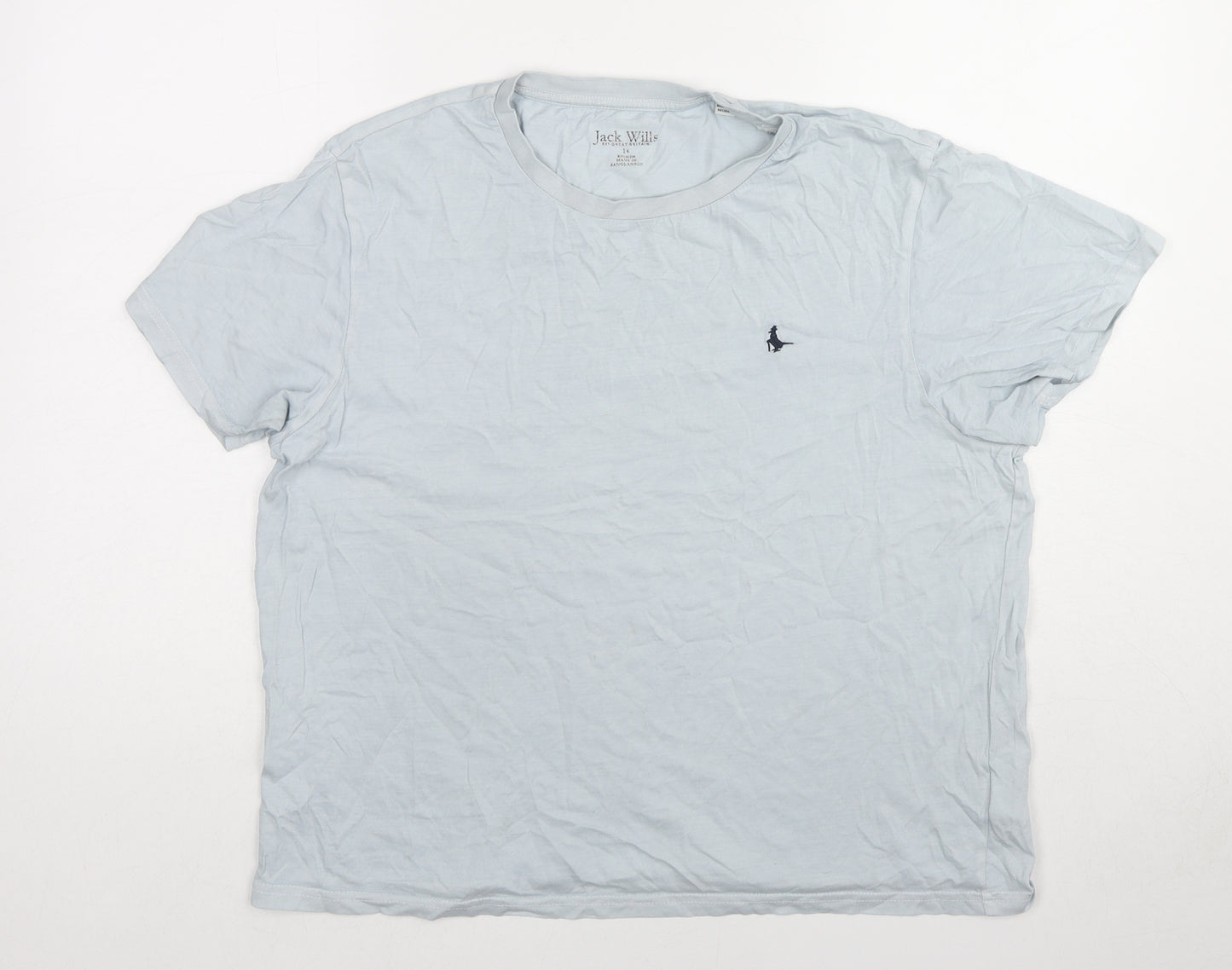 Jack Wills Womens Blue Cotton Basic T-Shirt Size 14 Round Neck