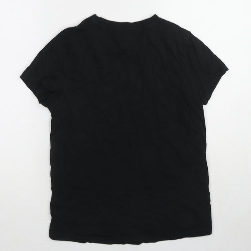 Disney Womens Black Cotton Basic T-Shirt Size 6 Crew Neck - Mickey Mouse Size 6-8