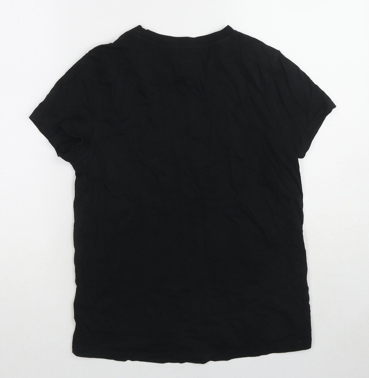 Disney Womens Black Cotton Basic T-Shirt Size 6 Crew Neck - Mickey Mouse Size 6-8