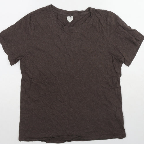 H&M Womens Brown Cotton Basic T-Shirt Size M Crew Neck