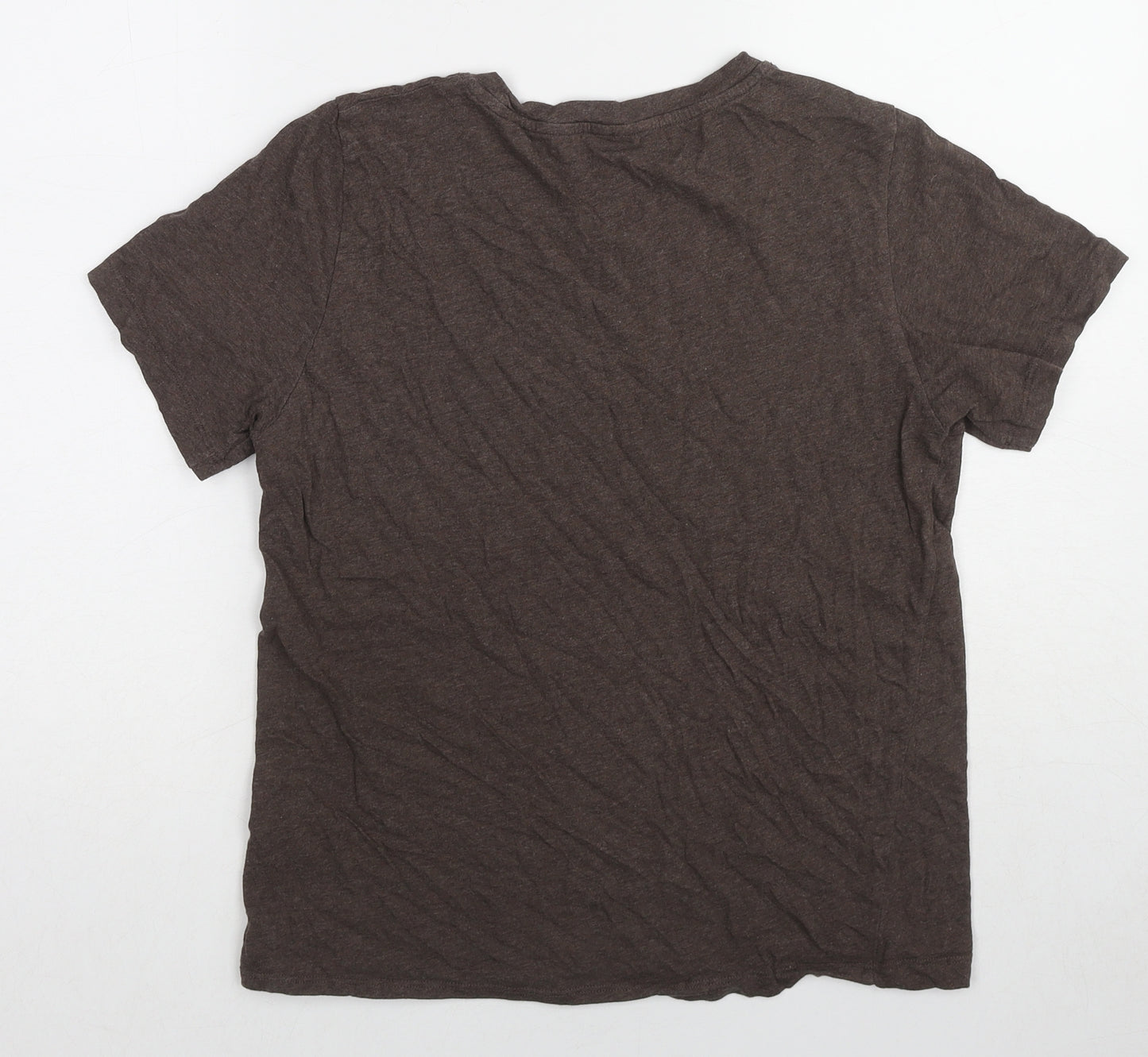 H&M Womens Brown Cotton Basic T-Shirt Size M Crew Neck