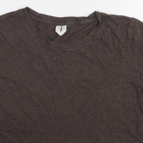 H&M Womens Brown Cotton Basic T-Shirt Size M Crew Neck