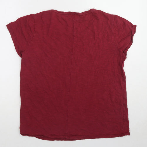 Hush Womens Red Cotton Basic T-Shirt Size M Round Neck