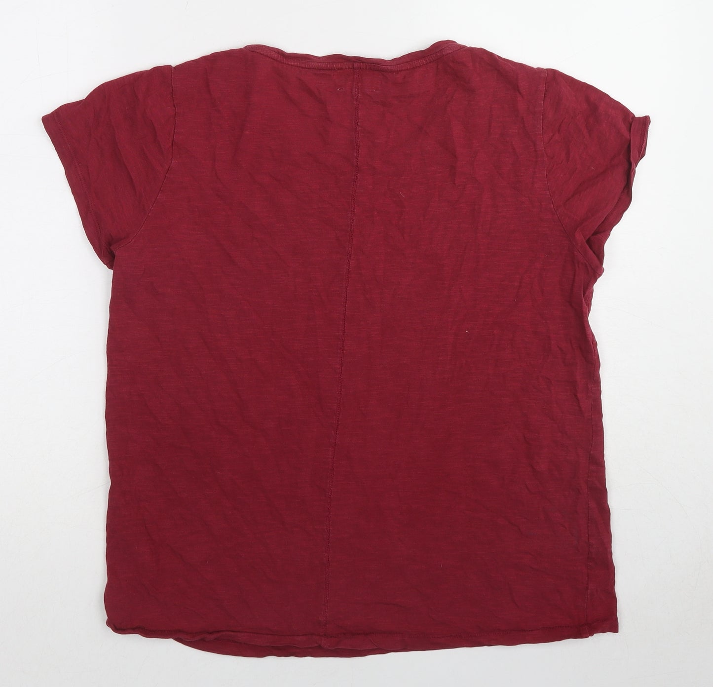 Hush Womens Red Cotton Basic T-Shirt Size M Round Neck