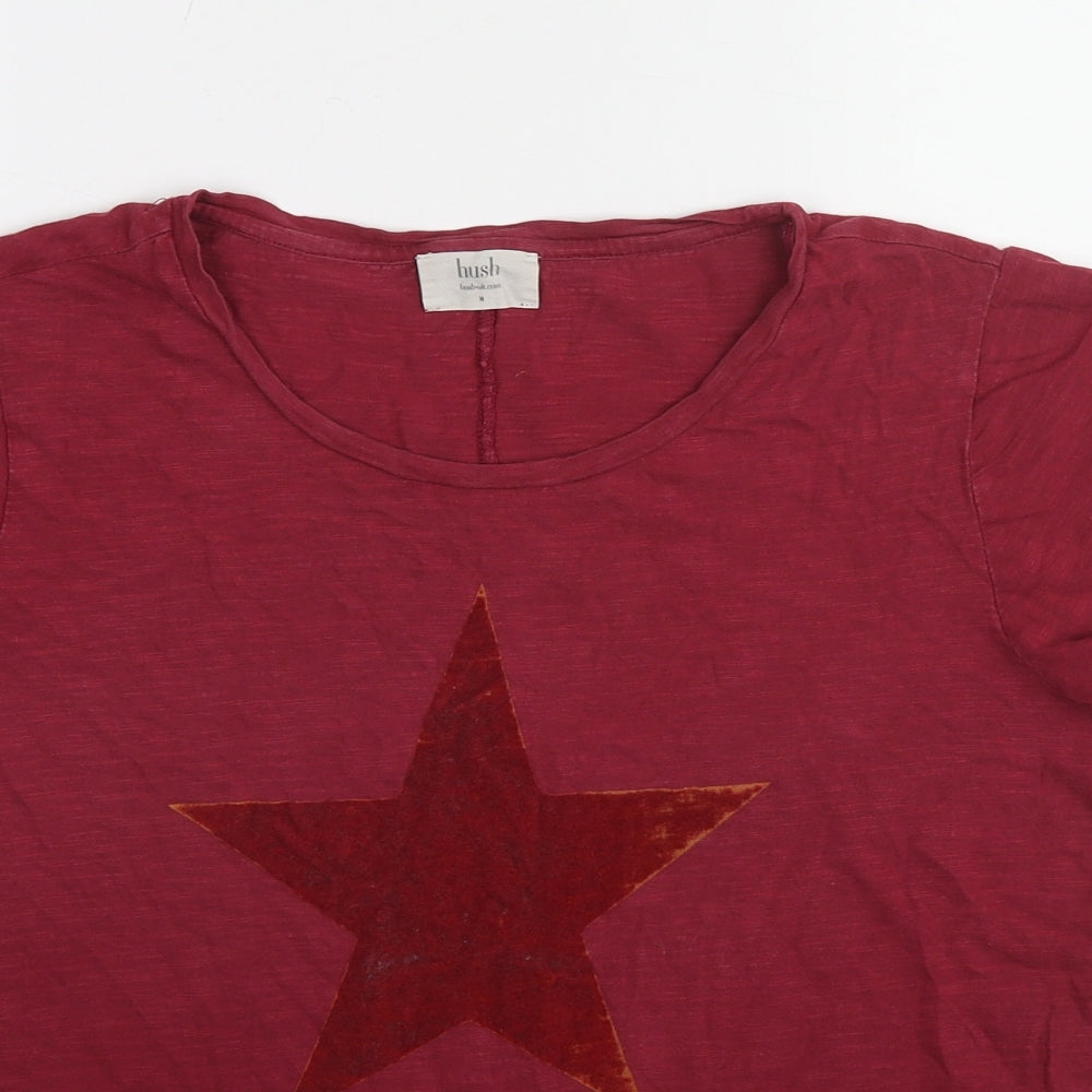 Hush Womens Red Cotton Basic T-Shirt Size M Round Neck