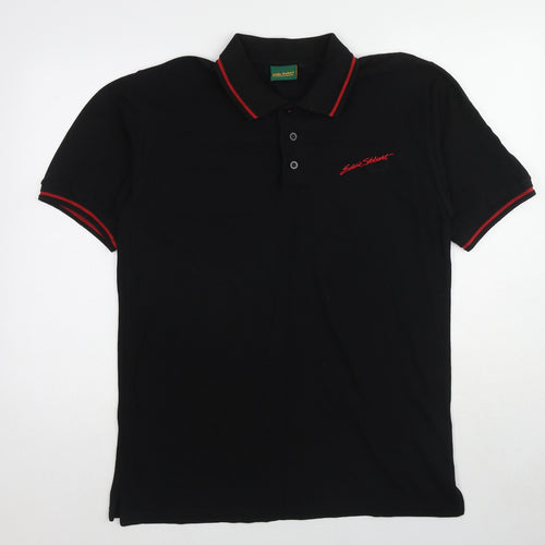 Eddie Stobart Mens Black Cotton Polo Size M Collared Button
