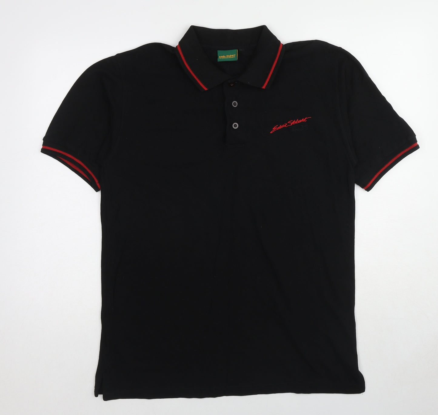 Eddie Stobart Mens Black Cotton Polo Size M Collared Button