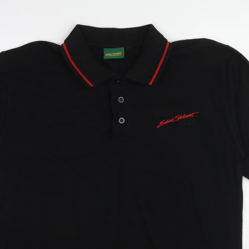 Eddie Stobart Mens Black Cotton Polo Size M Collared Button