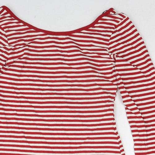 H&M Womens Red Striped Cotton Bodysuit One-Piece Size S Snap