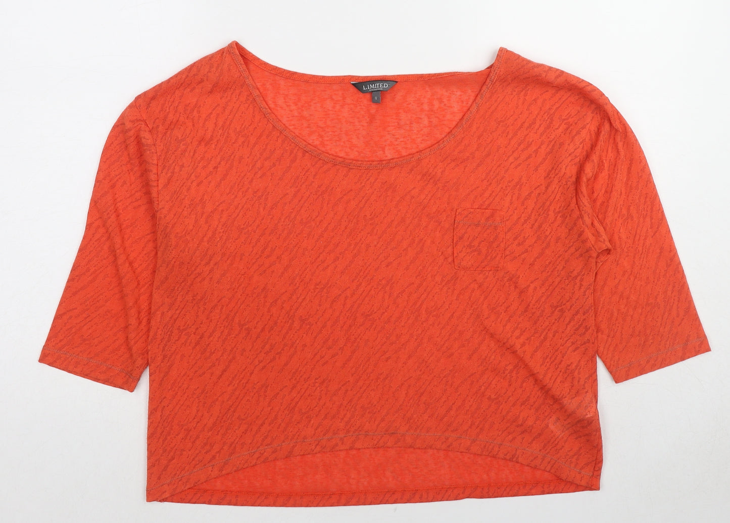 Marks and Spencer Womens Red Animal Print Polyester Basic T-Shirt Size 12 Boat Neck