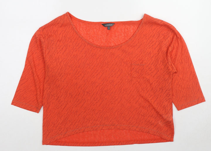Marks and Spencer Womens Red Animal Print Polyester Basic T-Shirt Size 12 Boat Neck