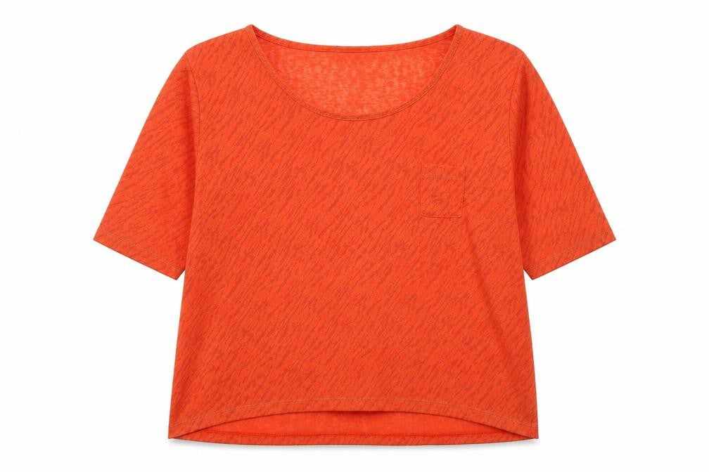 Front view of Marks & Spencer women’s red animal print polyester basic t-shirt, size UK 12, boat neck