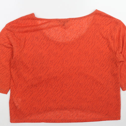 Marks and Spencer Womens Red Animal Print Polyester Basic T-Shirt Size 12 Boat Neck