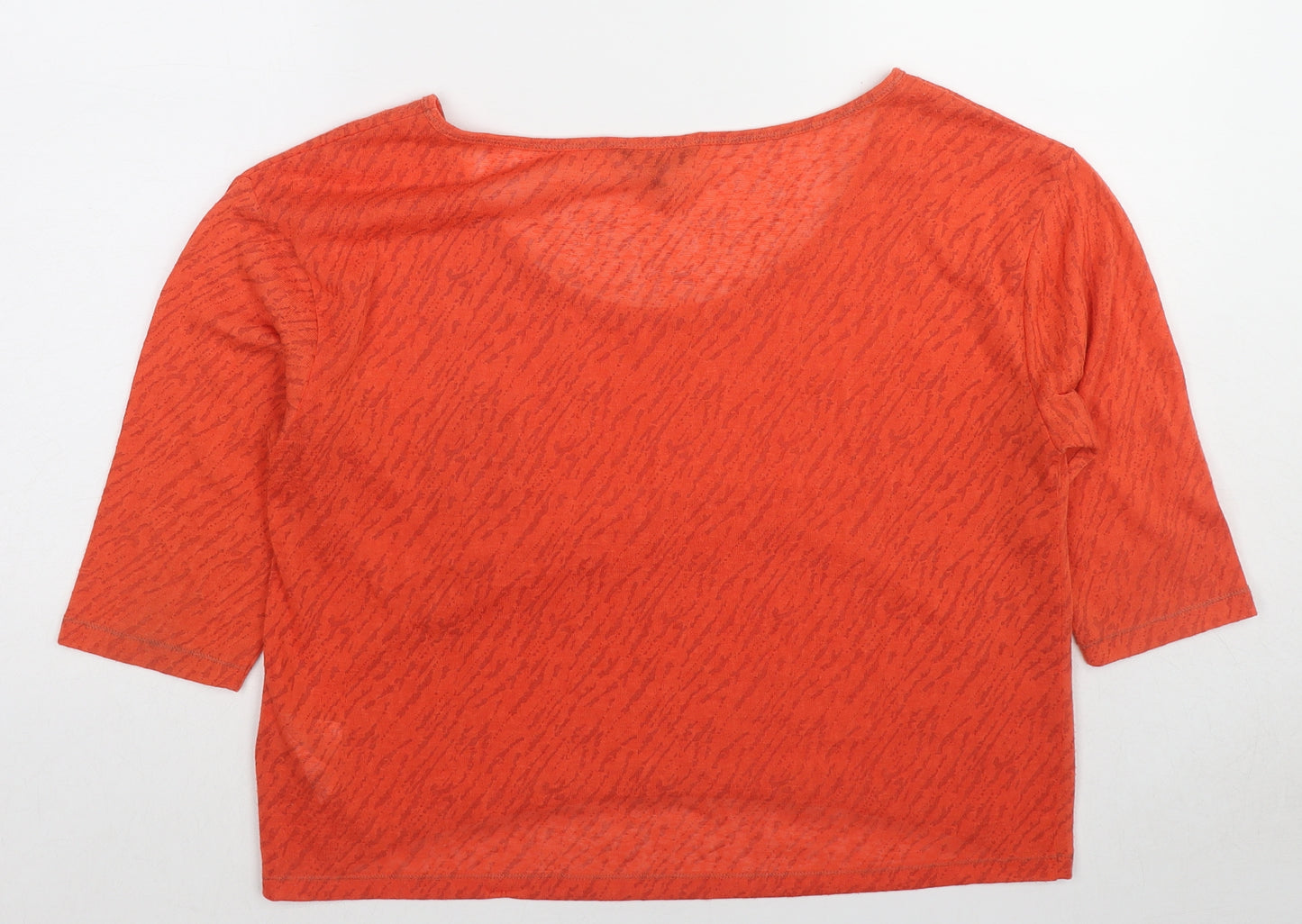 Marks and Spencer Womens Red Animal Print Polyester Basic T-Shirt Size 12 Boat Neck