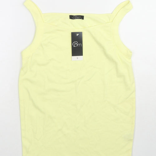 Bonmarché Womens Yellow Cotton Basic Tank Size S Square Neck