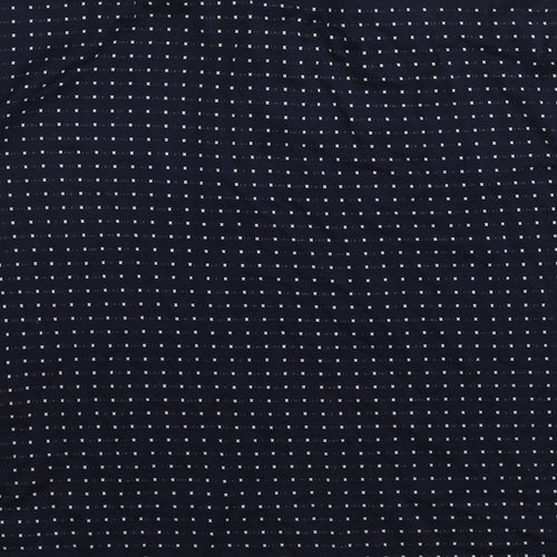 DKNY Mens Blue Geometric Cotton Polo Size L Collared Pullover