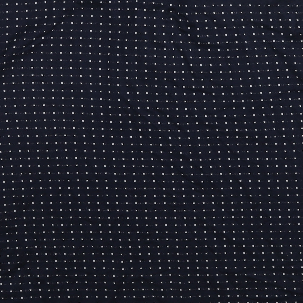 DKNY Mens Blue Geometric Cotton Polo Size L Collared Pullover