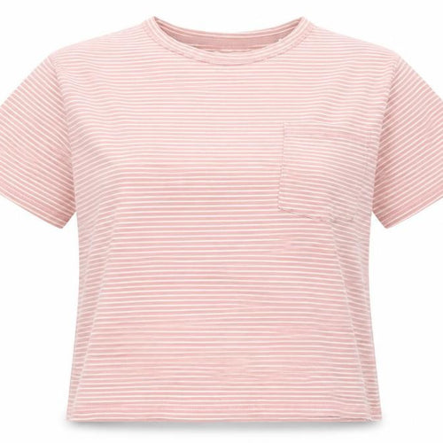 Love Leggings Womens Pink Striped Cotton Basic T-Shirt Size 8 Crew Neck