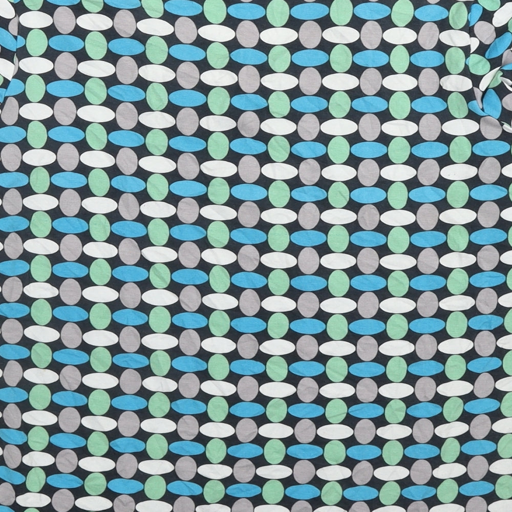 Marks and Spencer Womens Blue Geometric Viscose Basic Blouse Size 14 Boat Neck