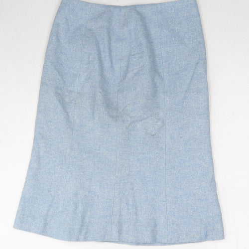 Adolfo Domingez Womens Blue Silk A-Line Skirt Size 28 in Zip