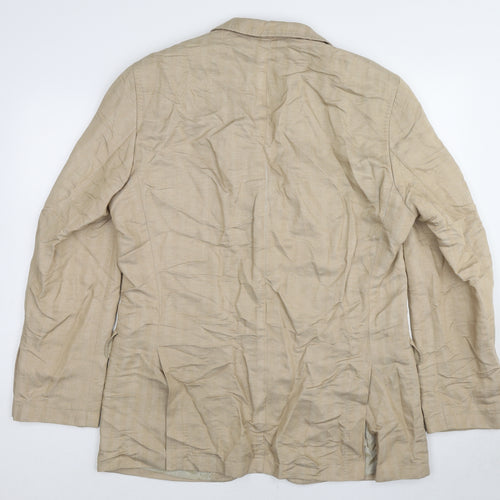 STONES Mens Beige Striped Linen Jacket Suit Jacket Size 42 Regular