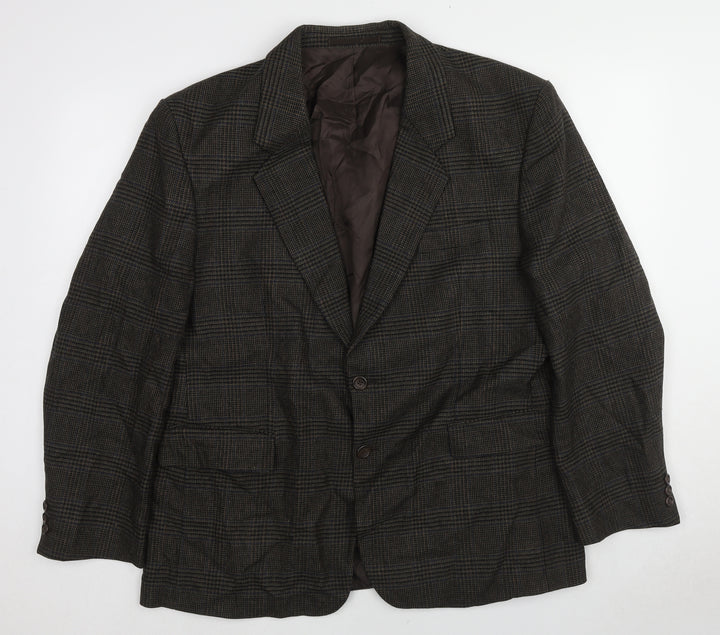 Chatleys Mens Grey Plaid Wool Jacket Suit Jacket Size 44 Regular
