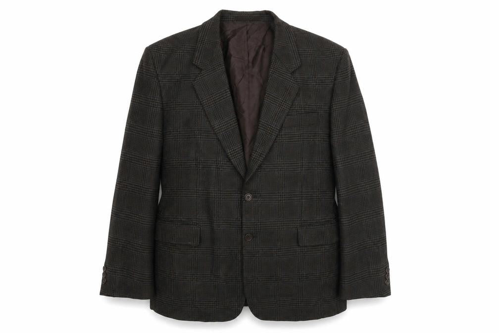 Front view of Chatleys men’s grey plaid wool jacket suit jacket, size 44, regular