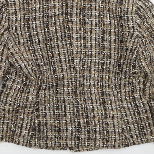 Zara Womens Beige Geometric Jacket Blazer Size 12 Button