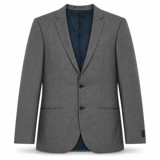 Front view of River Island men’s grey polyester jacket suit jacket, size 40, regular