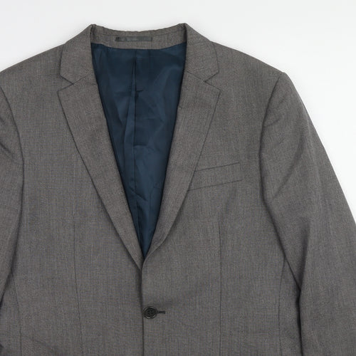 River Island Mens Grey Polyester Jacket Suit Jacket Size 40 Regular