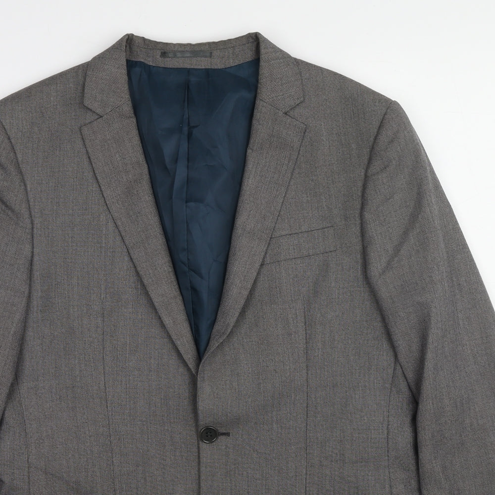 River Island Mens Grey Polyester Jacket Suit Jacket Size 40 Regular