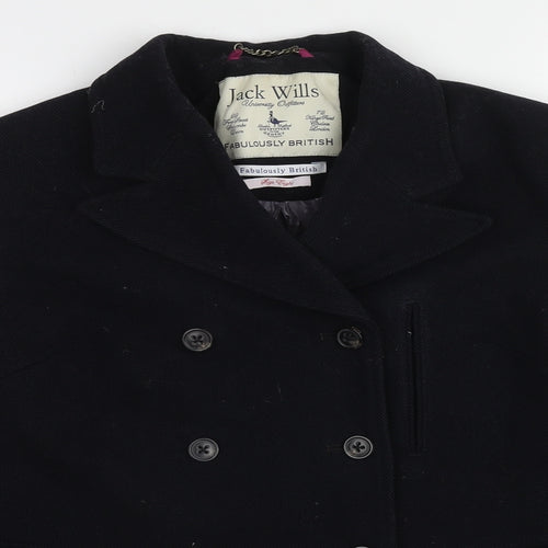 Jack Wills Womens Black Pea Coat Coat Size 8 Button