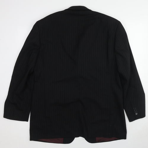 1860 Menswear Mens Black Striped Wool Jacket Suit Jacket Size 44 Regular