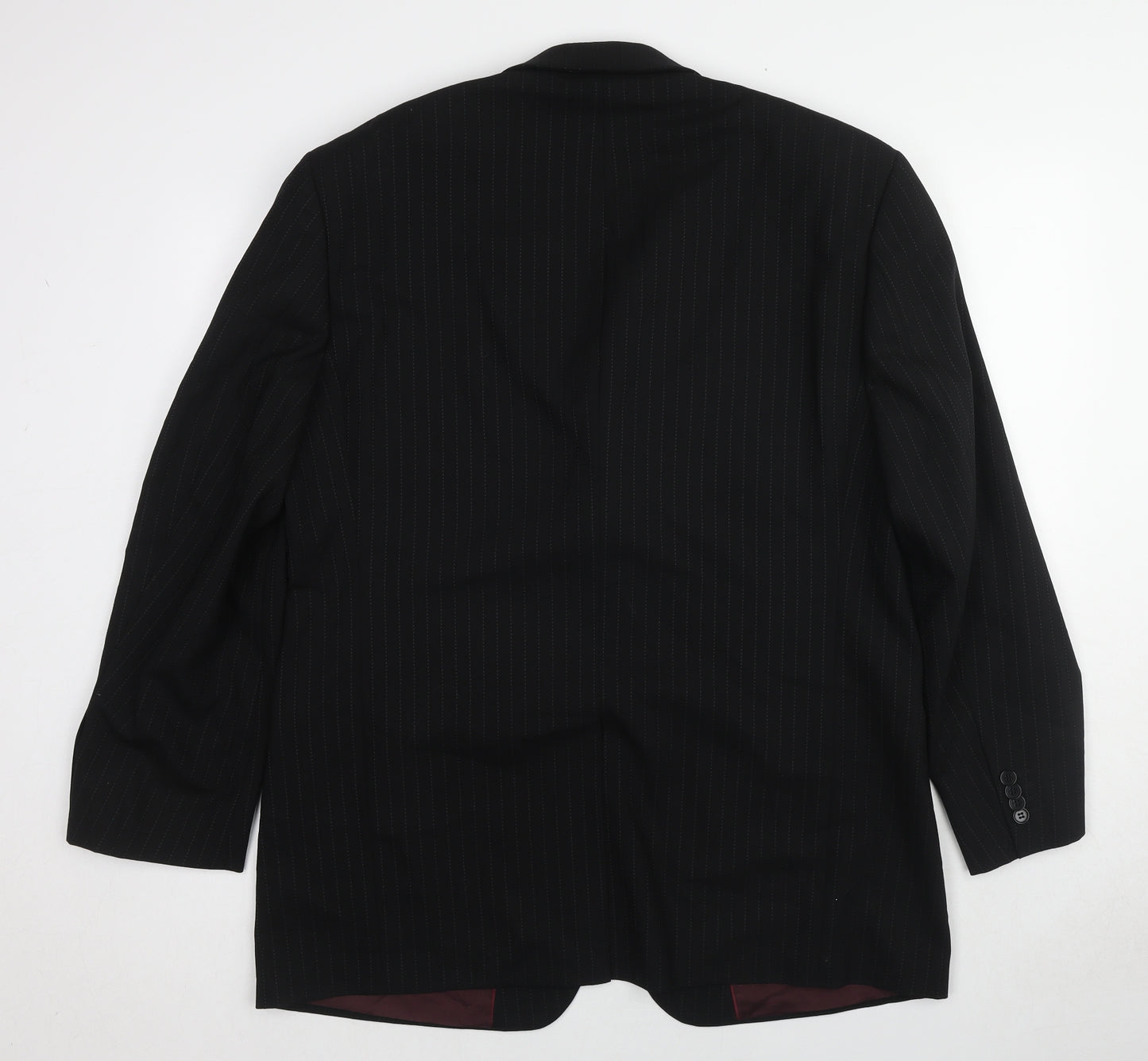 1860 Menswear Mens Black Striped Wool Jacket Suit Jacket Size 44 Regular