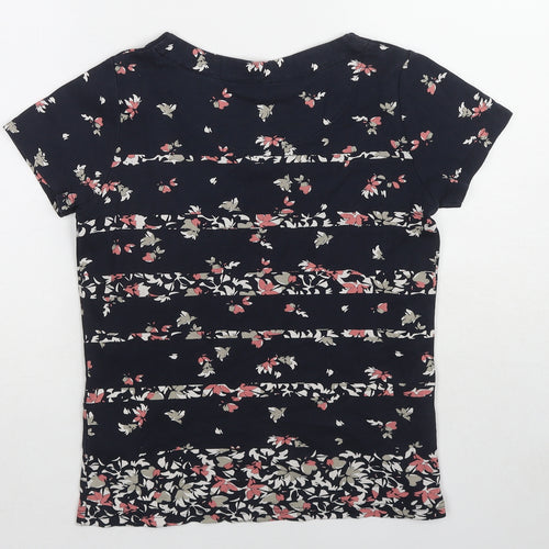 Maine Womens Multicoloured Floral Cotton Basic T-Shirt Size 10 Round Neck