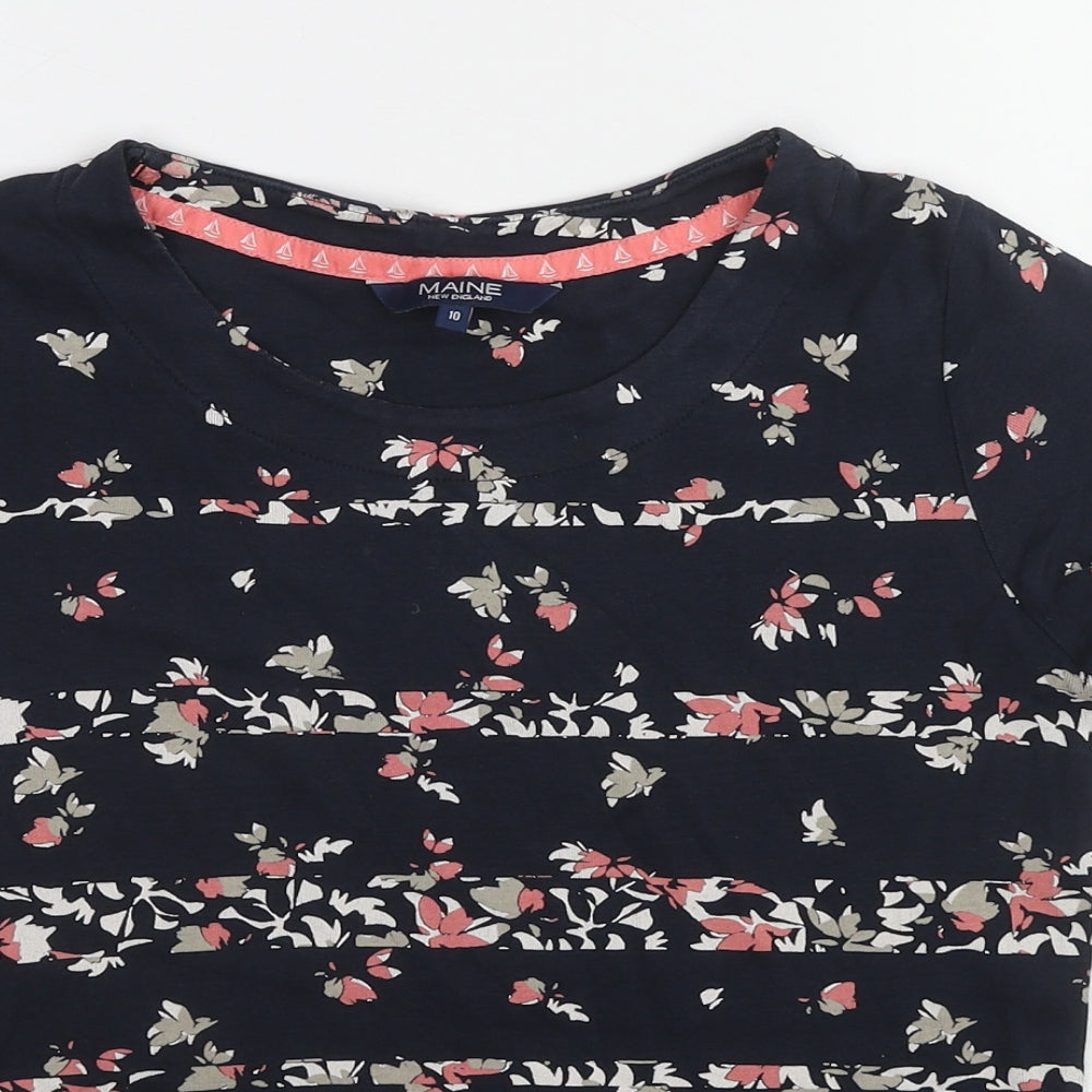 Maine Womens Multicoloured Floral Cotton Basic T-Shirt Size 10 Round Neck