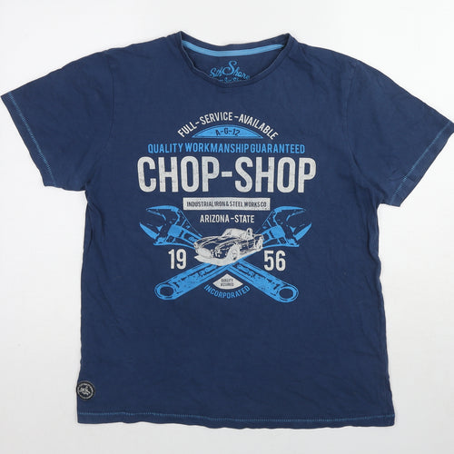 The Shore Womens Blue Cotton Basic T-Shirt Size M Round Neck - Chop-Shop