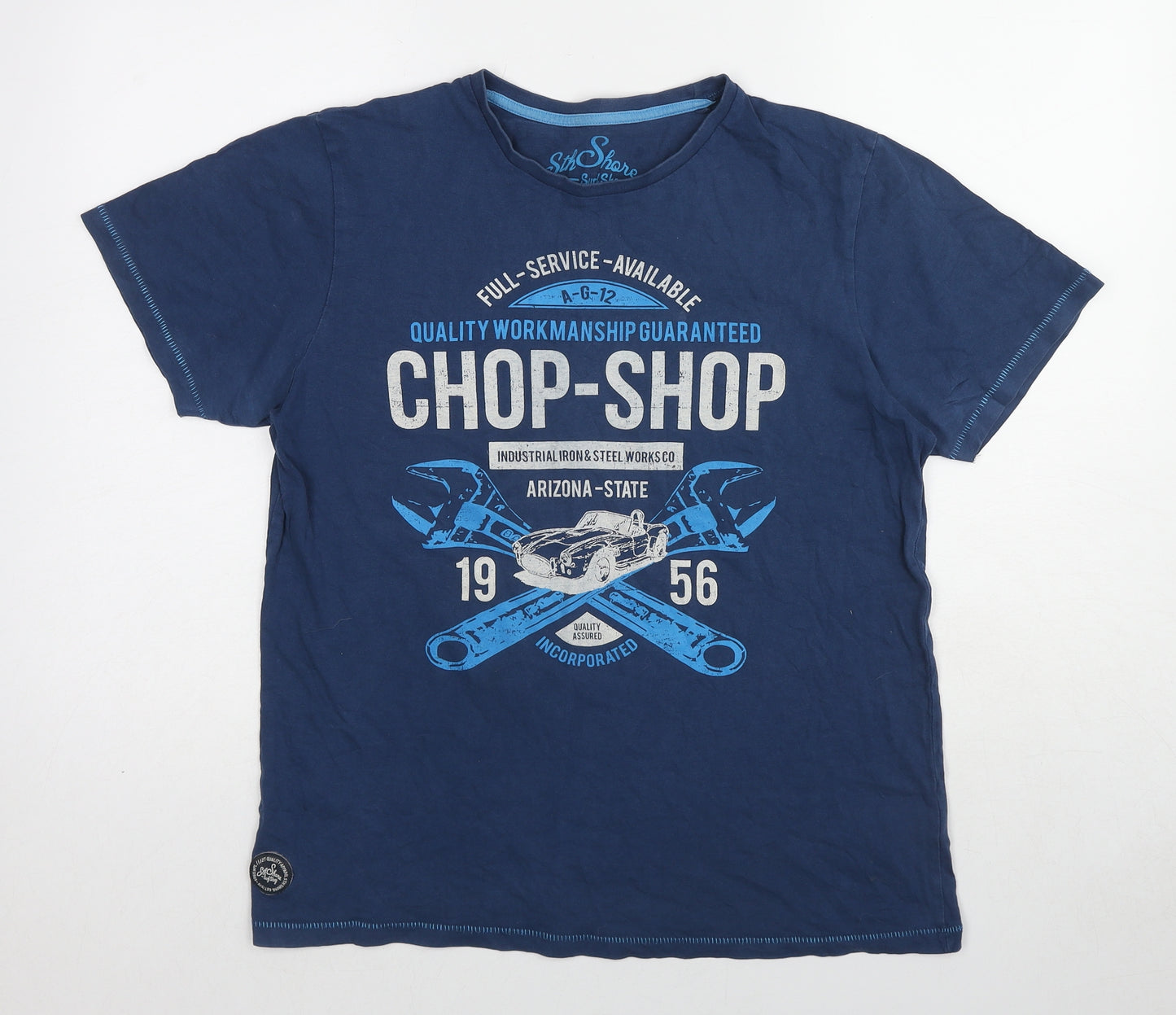 The Shore Womens Blue Cotton Basic T-Shirt Size M Round Neck - Chop-Shop