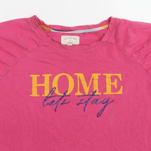 NEXT Womens Pink Cotton Basic T-Shirt Size S Round Neck - Home Let's Party