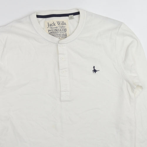 Jack Wills Mens White Cotton Henley Sweatshirt Size M